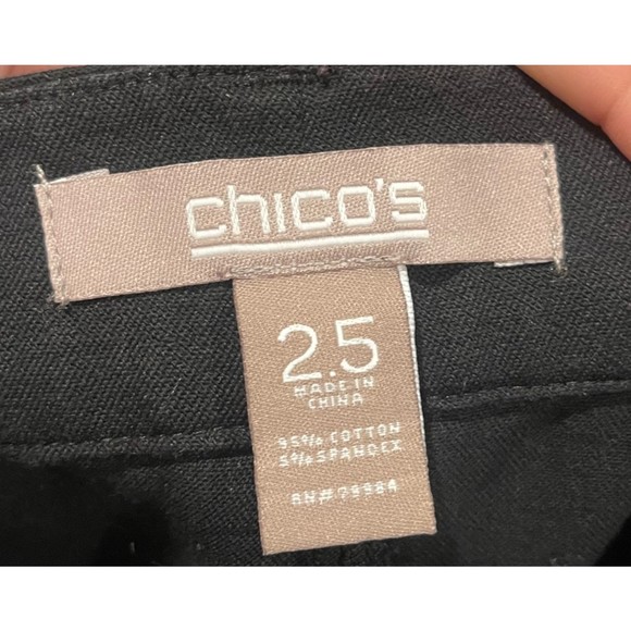 CHICO'S Cropped Cotton Black Pants - Picture 2 of 3